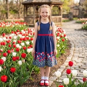 Gymboree Navy Kid's Dress with Tulip Pattern